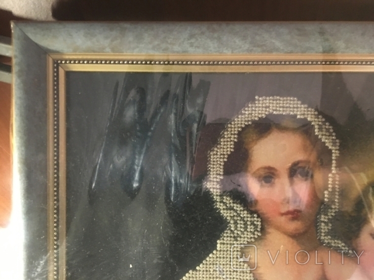 Painting Madonna and Child, beads, photo number 3