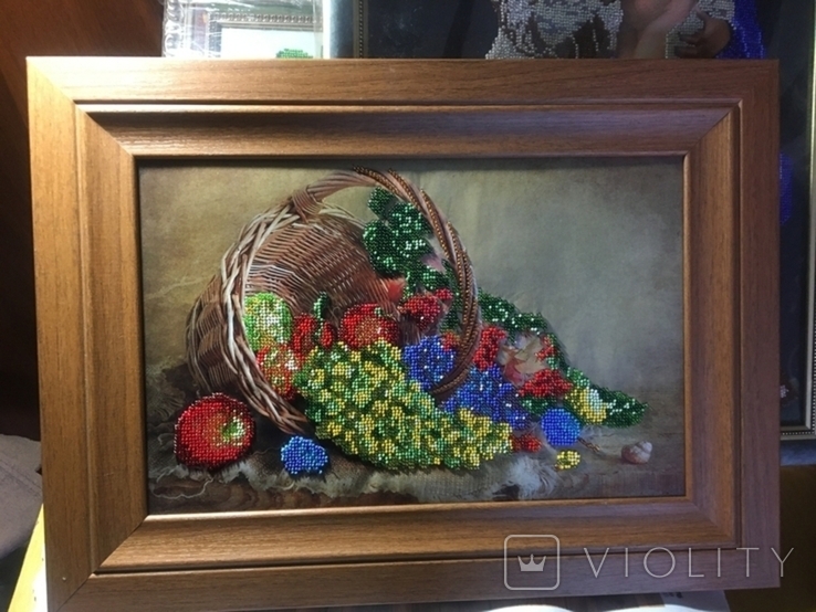 Картина Кошик фруктів, бісер вишивка, фото №2