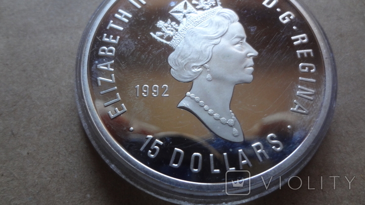 15 долларов 1992 Канада Олимпиада 92 серебро унция, фото №7
