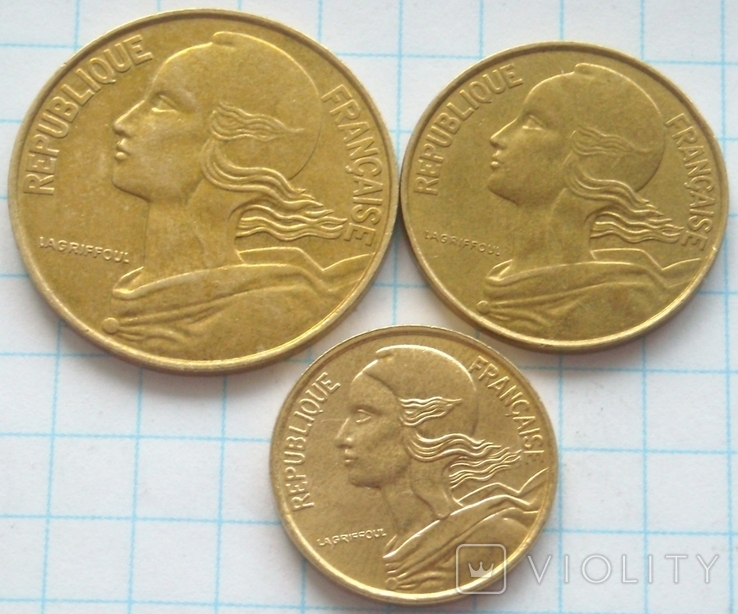 5, 10, 20 сантимов, Франция, 1992, 88, 85гг, фото №3