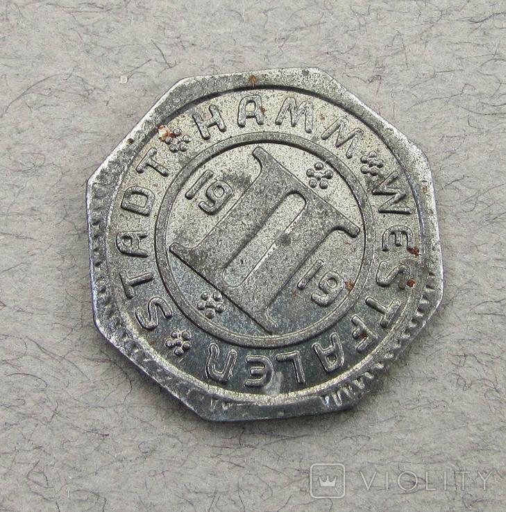1919 Нотгельд, 2 пфеннига Хамм, Вестфалия сталь n15, фото №5