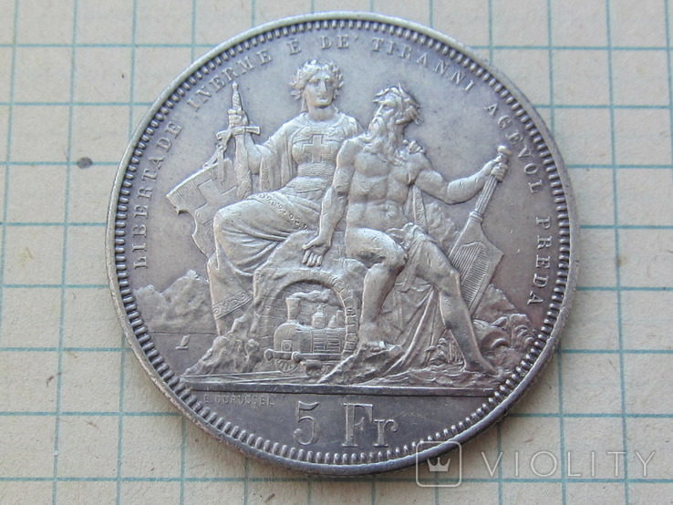 5 франков 1883 Стрелковые Лугано, фото №2