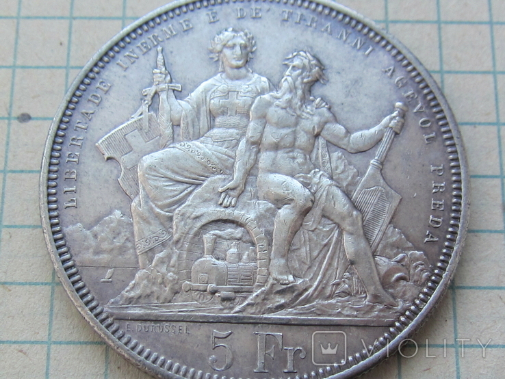 5 франков 1883 Стрелковые Лугано, фото №3