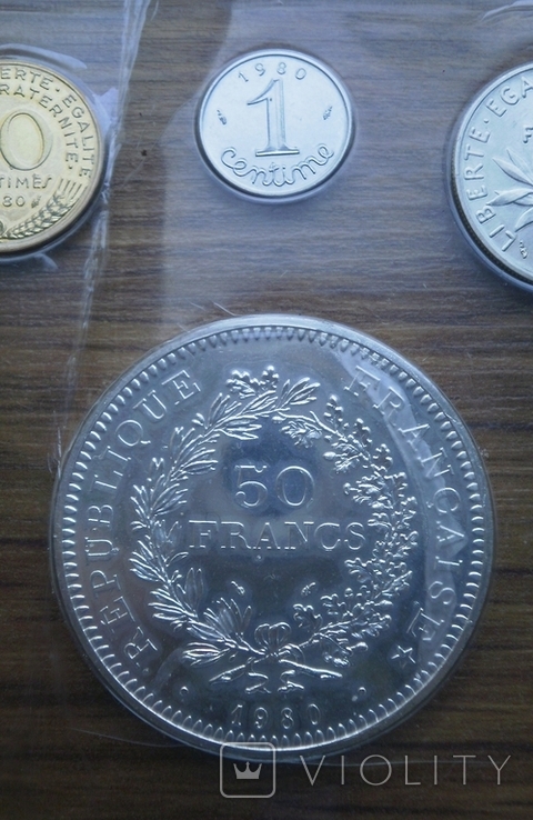 Монеты Годовой набор 1980 г . Франция, фото №5