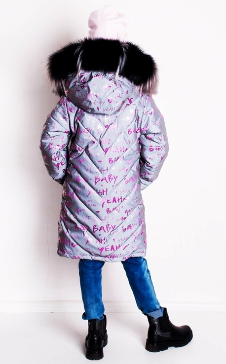 Зимове пальто з світловідбиваючої рефлективної тканини Gold Rozovyy 110 зріст 1053b110, numer zdjęcia 3