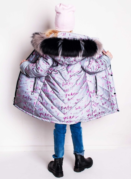Зимове пальто з світловідбиваючої рефлективної тканини Gold Rozovyy 110 зріст 1053b110, numer zdjęcia 4