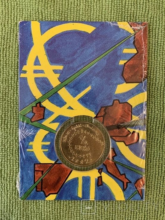 Монета 1/4 Евро "Детское Евро" Франция 2002 в буклете, фото №2