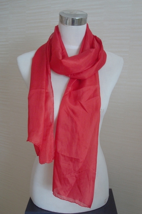 Шелковый 100 % шелк красивый женский шарф красный шов роуль, фото №4