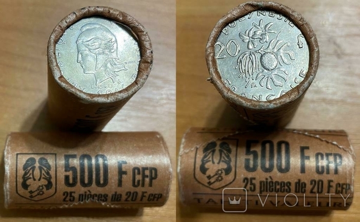 French Pacific Tahiti Фран Полинезия Таити - 25 шт x 20 Francs roll mixed