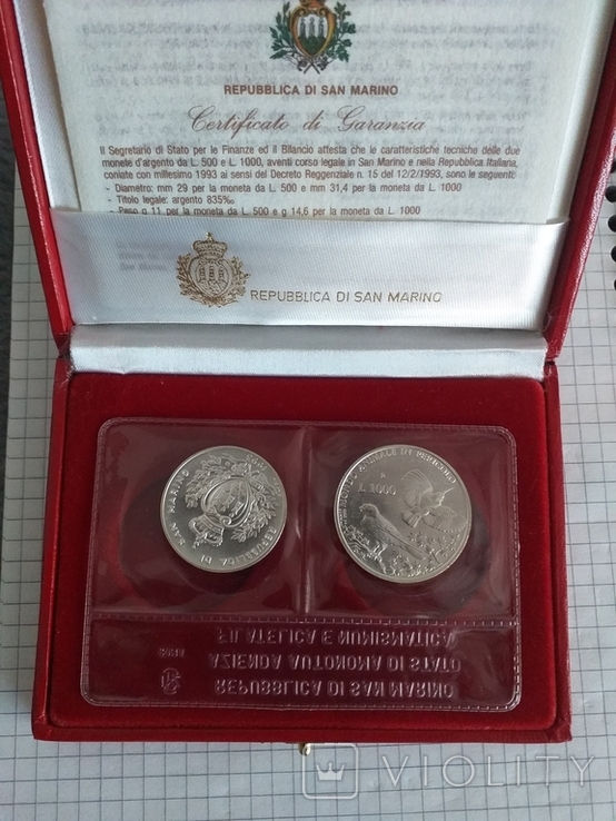 Сан-Марино 1993 рік 1000 + 500 лір Фауна., фото №3