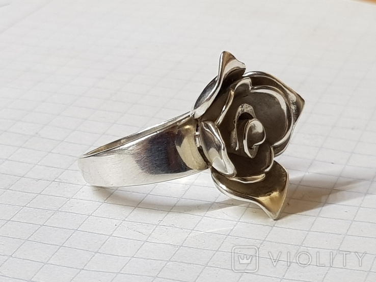 Серебряное кольцо Роза, фото №2