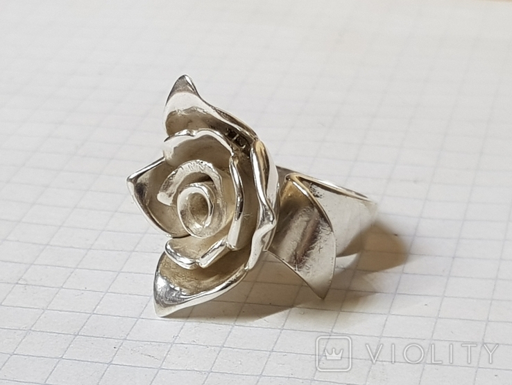 Серебряное кольцо Роза, фото №3