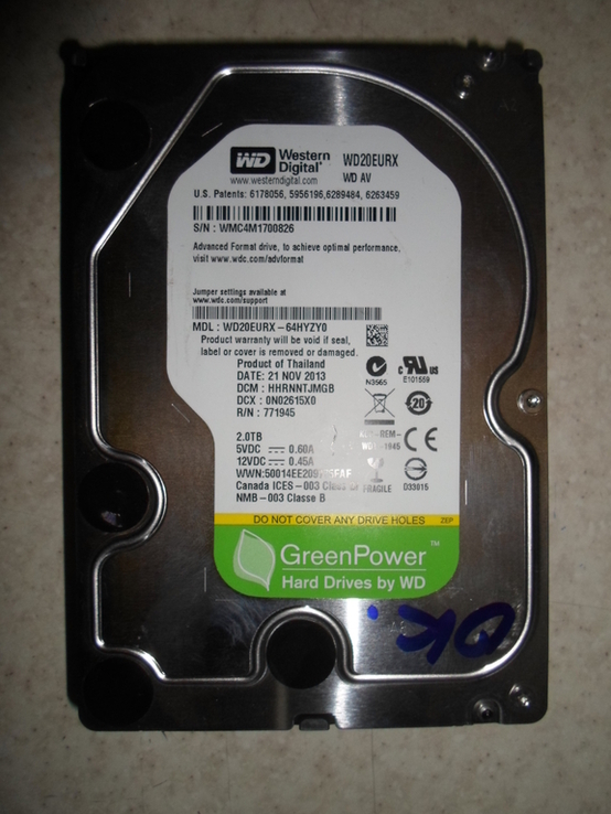 Продам жёсткий диск, винчестер, HDD 2 Tb(Tб) Green