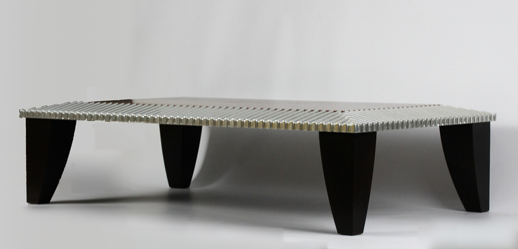 Дизайнерский кофейный столик из дерева с серебрением., photo number 5