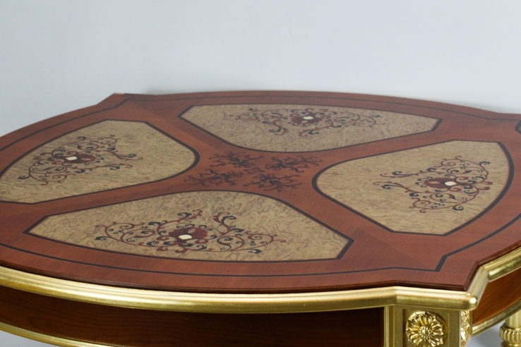 Эксклюзивный дизайнерский журнальный столик из дерева, с золочением., фото №6