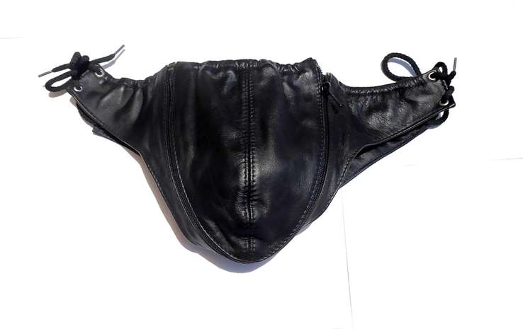 Новые мужские кожаные трусы черные, со съемным передом. р М, фото №2