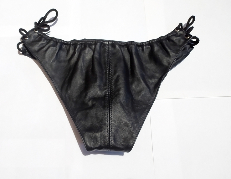 Новые мужские кожаные трусы черные, со съемным передом. р М, фото №5