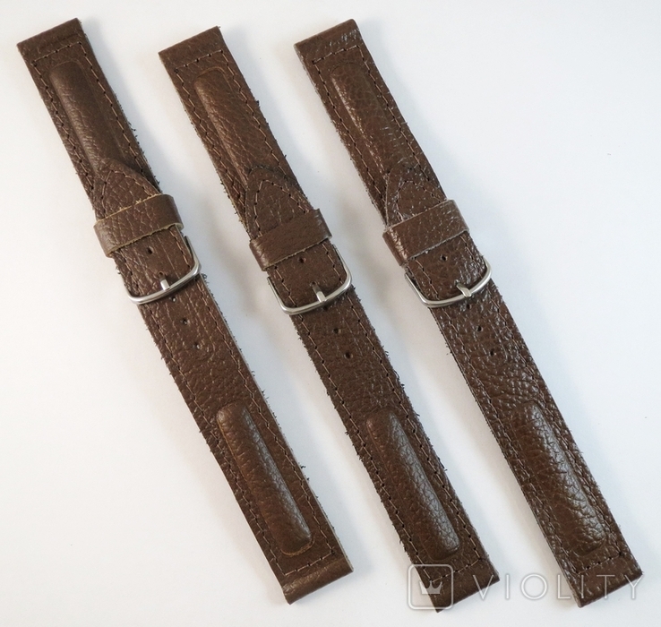 Watch straps 18 mm. Leather. New. Brown. 3 pieces