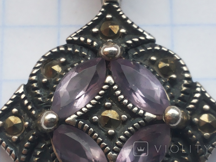 Кулон серебро 925 фиолетовые камни, фото №5