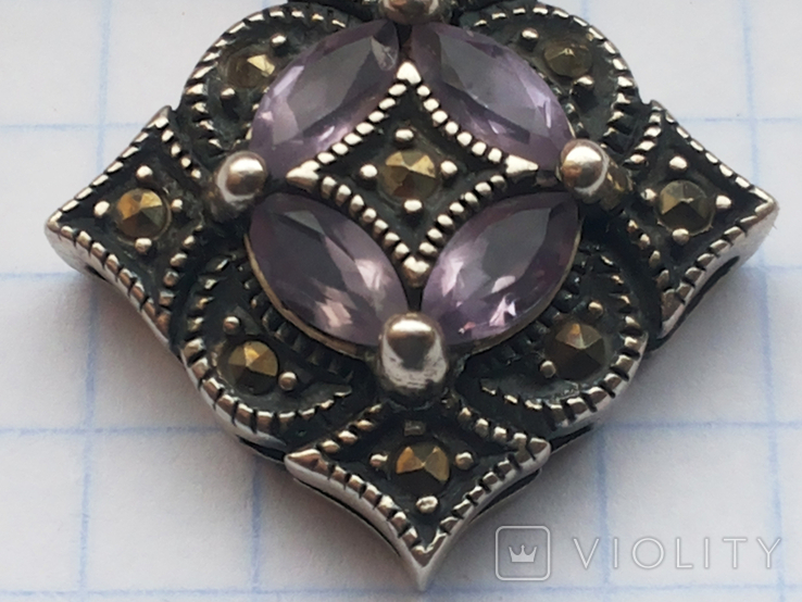 Кулон серебро 925 фиолетовые камни, фото №7