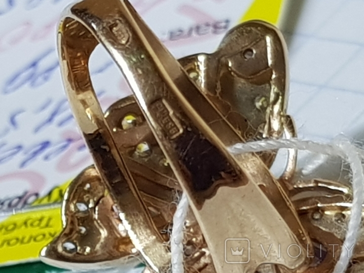 Золотое кольцо Бабочка 585 пробы Новое, фото №6