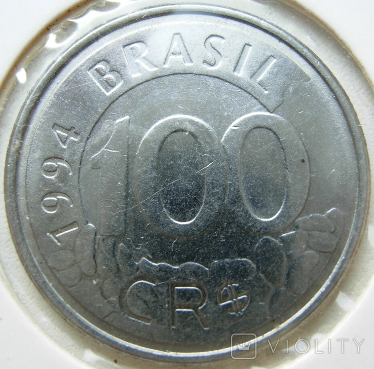 Бразилия 100 крузейро 1994, фото №2