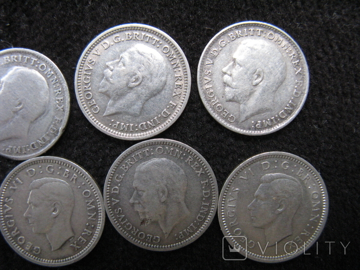 Порічниця (погодовка) Британських трьохпенсовиків. 8 монет у лоті (див. опис), фото №4