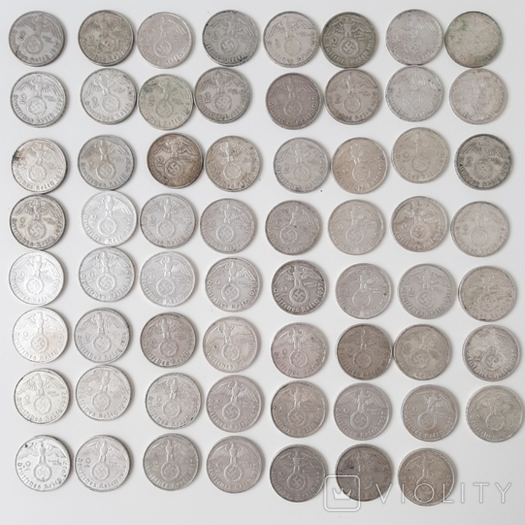 Монеты серебро 2 марки 1937 , 1938, 1939, фото №2