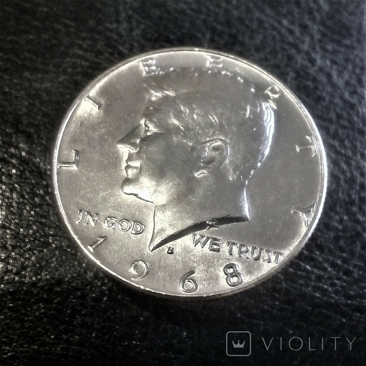 50 центов (1/2 доллара, Kennedy Half Dollar) 1968 года США,серебро., фото №2