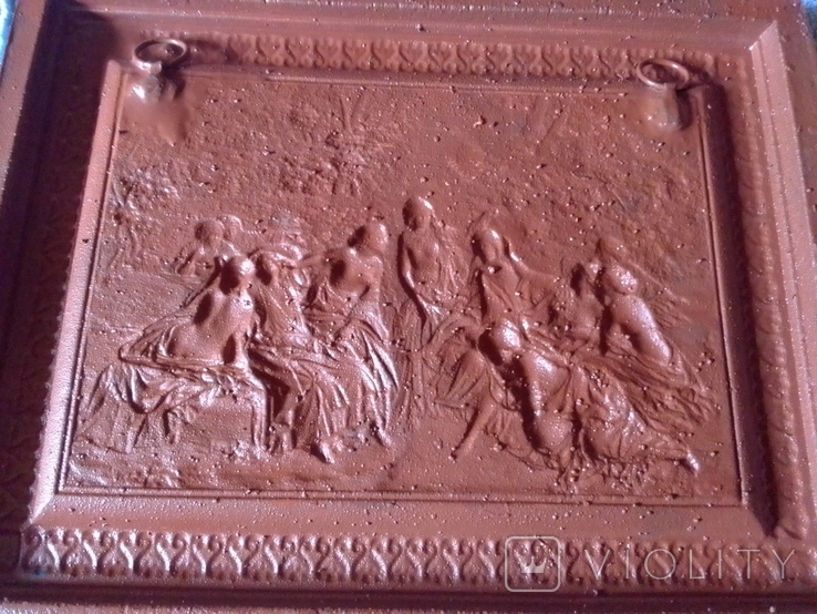Плакетка Сцена из античной жизни. Медь, гальванопластика, по модели Ф.Толстого., фото №4