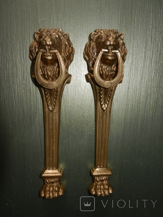 Мебельные ручьки львы бронза (комплект из 2 штук), фото №2