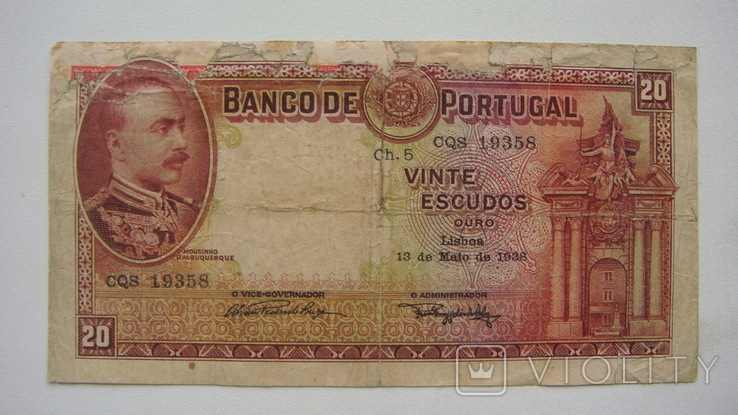 Португалия 20 эскудо 1938, фото №2