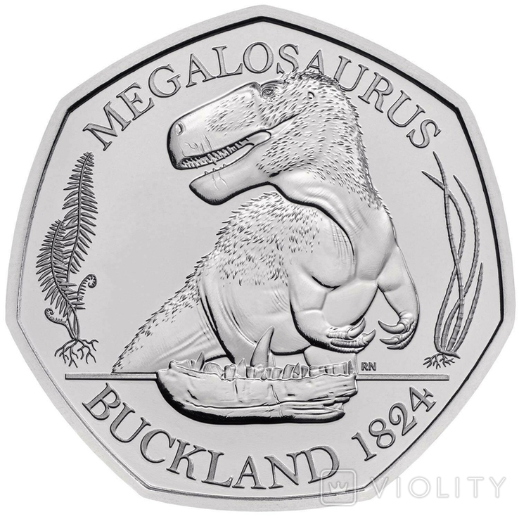 50 Пенсов 2020 Динозавры - Мегалозавр, Великобритания в Буклете, фото №5