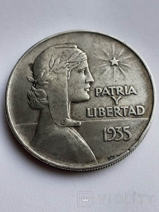 1 песо 1925 год , Куба , серебро 900 .