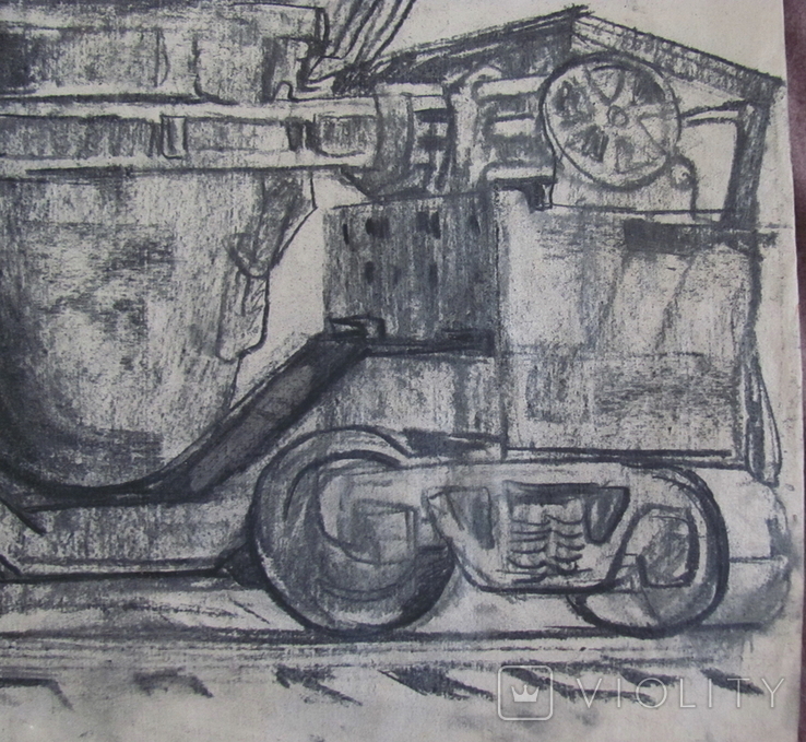 Соцреализм. Рисунок с натуры. Вагон-чугуновоз, карандаш, 1970-е, фото №7