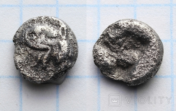 Іонія, м.Фокея, срібний діобол 521-478рр. до н.е. голова грифона
