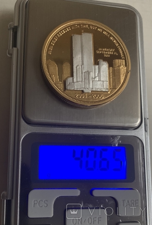 Монета США, памяти 11 сентября 2001 г. Серебро 999 и 24 каратное покрытие золотом, photo number 5