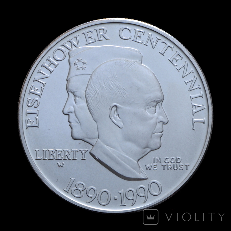 1 Доллар 1990 100 лет со дня рождения Эйзенхауэра (0.900, 26.73г), США