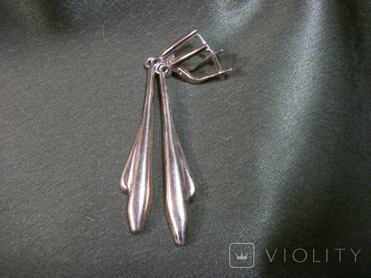 29D13 Серьги, сережки с подвесками, серебро, позолота, фото №3