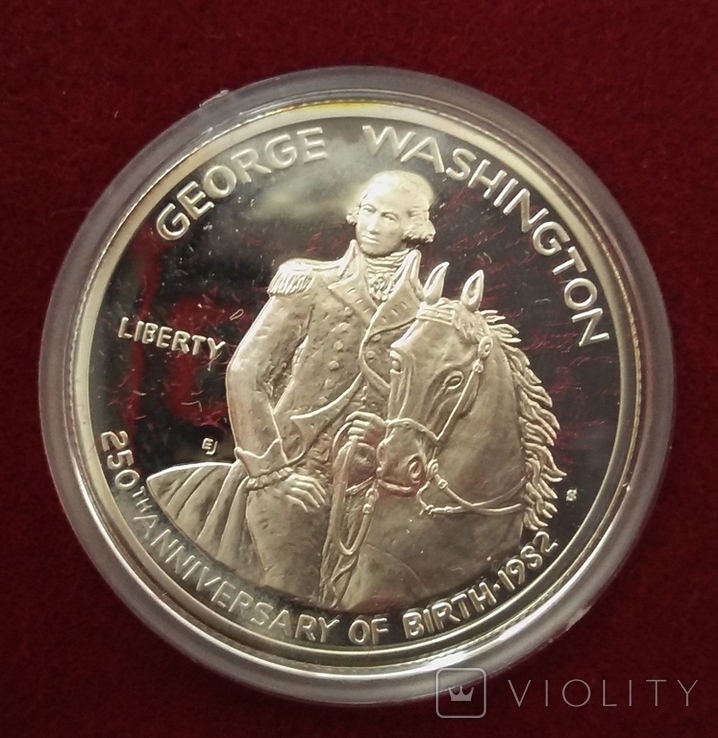 50 Центов 1982 250 лет со дня рождения Джорджа Вашингтона Серебро , США, фото №2