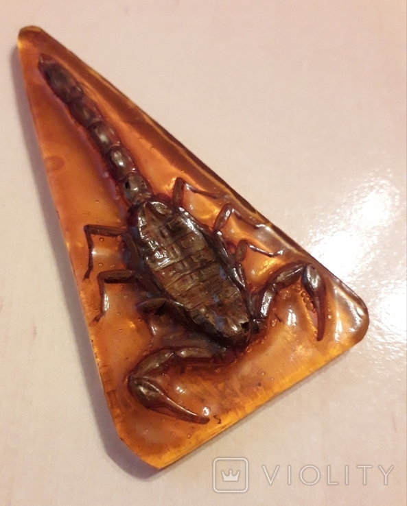 Скорпион в смоле, ручная работа - 8.5х5 см., фото №5