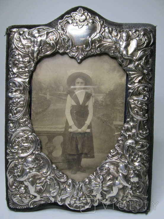 Старинная серебряная рамка для фото с ангелами ( Англия , Лондон), фото №2
