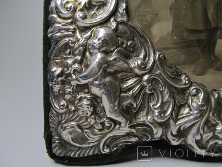Старинная серебряная рамка для фото с ангелами ( Англия , Лондон), фото №3