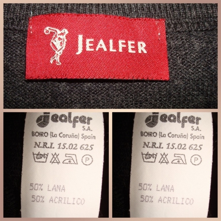 Jealfer полушерсть теплый мужской свитер графит 52 испания, фото №6