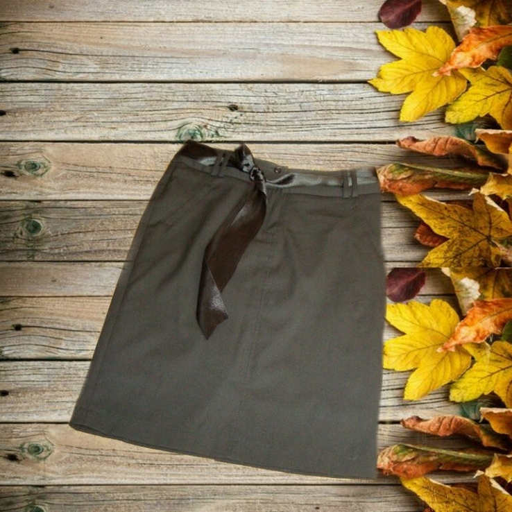 Fusion Стильная красивая офисная юбка черная с атласным ремешком 42 Турция, фото №3