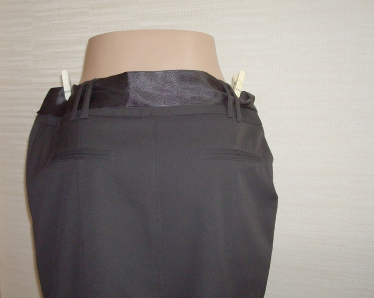Fusion Стильная красивая офисная юбка черная с атласным ремешком 42 Турция, photo number 6