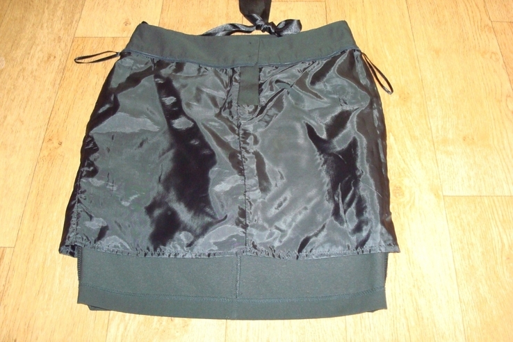 Fusion Стильная красивая офисная юбка черная с атласным ремешком 42 Турция, photo number 8