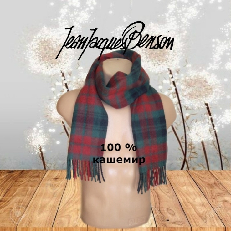 Cashmere Jean Jacques Benson Кашемировый теплый мужской шарф с бахромой, фото №2
