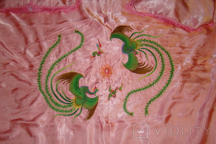 Bedspread silk embroidery Vietnam 200 x 162 cm, bought in the 1970s, photo number 4