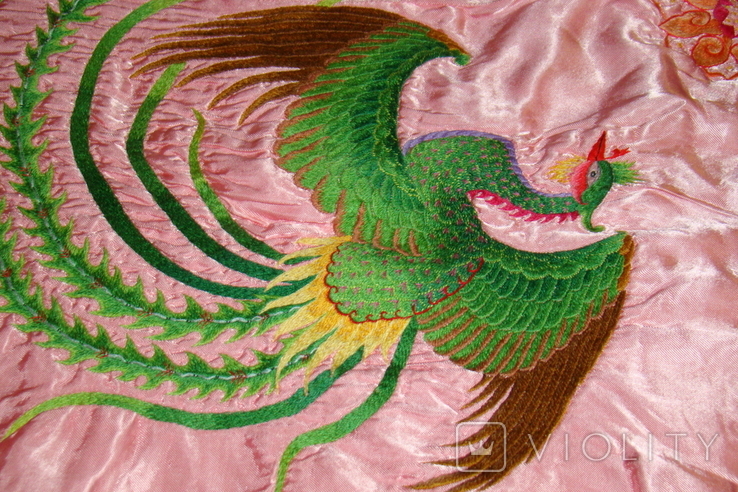 Bedspread silk embroidery Vietnam 200 x 162 cm, bought in the 1970s, photo number 8